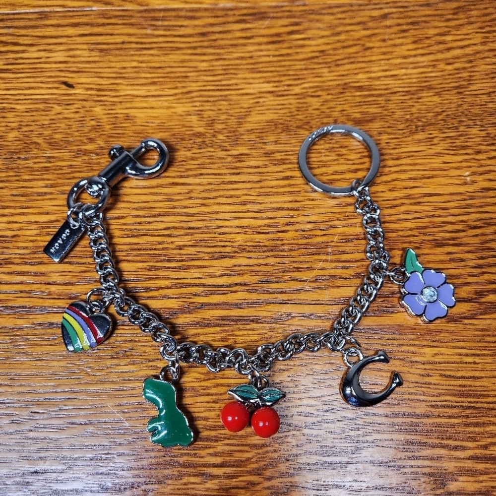 FASHION Silver-Tone Charm Keychain with Colorful Enamel Charms